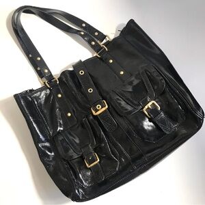 Victor Alfaro Black Patent Tote Bag